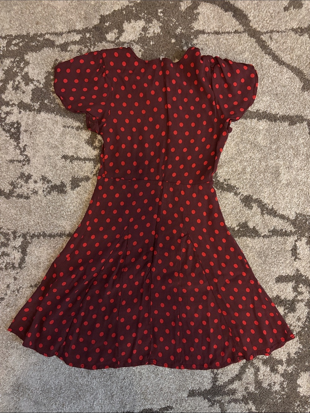 The Workshop Mini Dress in Berry Dot Polka Dot Flowy Skirt - Picture 5 of 5